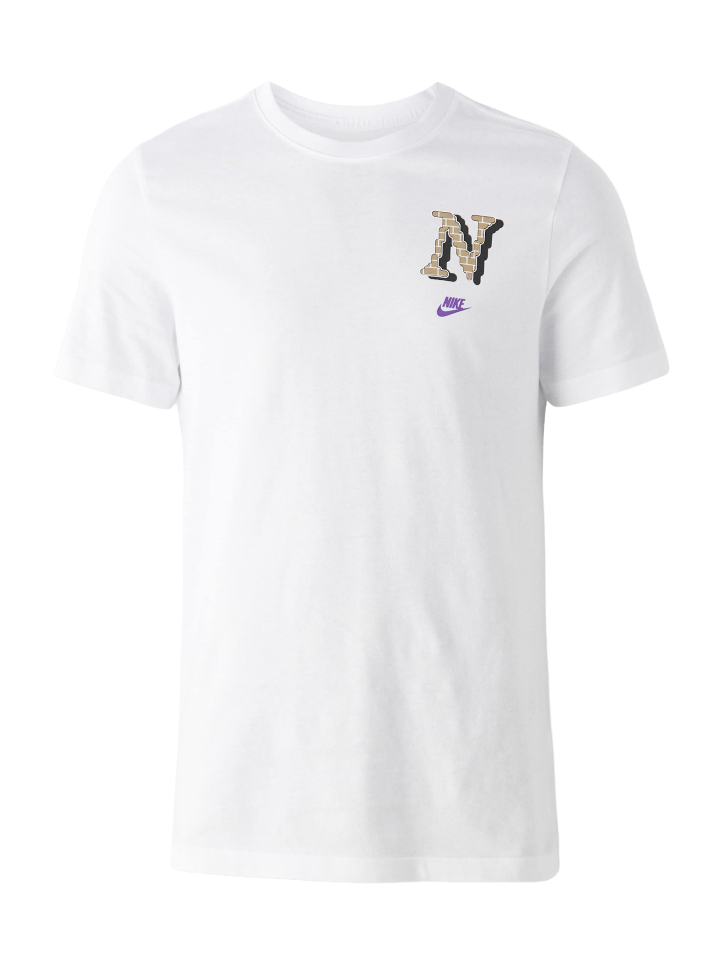 Nike Sportswear T-Shirt 'CLUB NEO VARSITY' en marron / violet foncé / noir / blanc, Vue avec produit