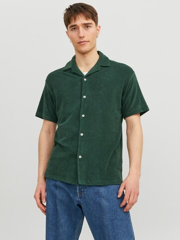 JACK & JONES Comfort fit Button Up Shirt 'Terry' in Green: front