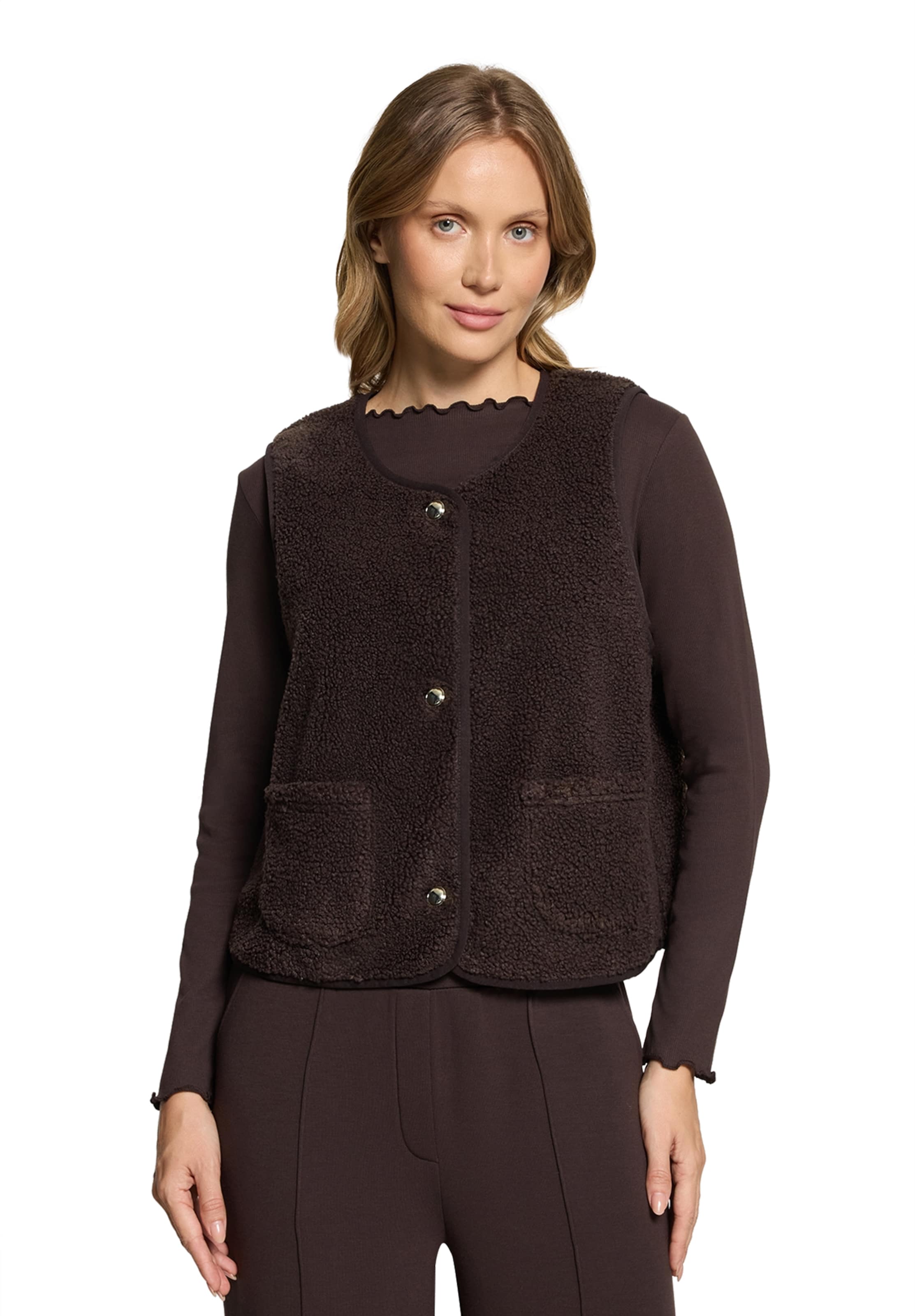 Cartoon Vest in Brown: front