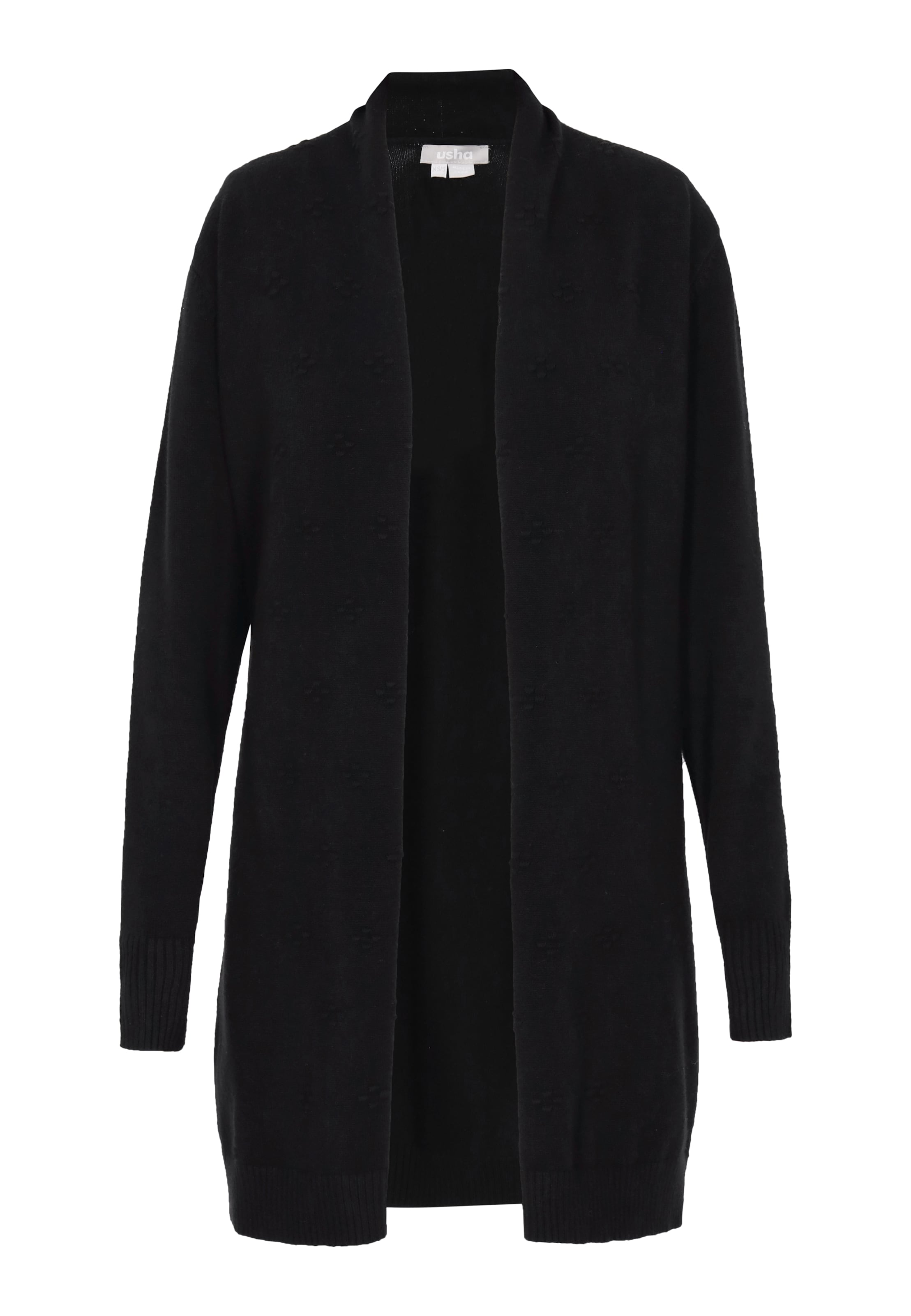 melns Usha Adīta jaka: no priekšpuses