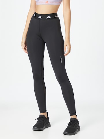 ADIDAS PERFORMANCE - Skinny Pantalón deportivo 'Techfit Long' en negro: frente