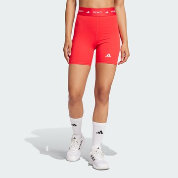 ADIDAS PERFORMANCE Skinny Sports trousers 'Techfit' in Red: front