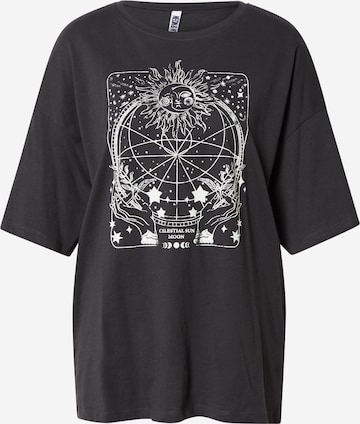 NEON & NYLON Oversized tričko – šedá: přední strana