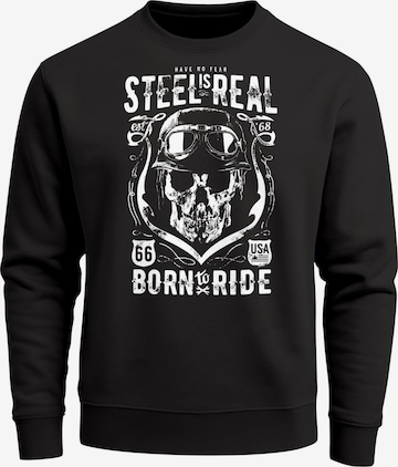 Neverless Sweatshirt 'Steel is Real' in Black: front