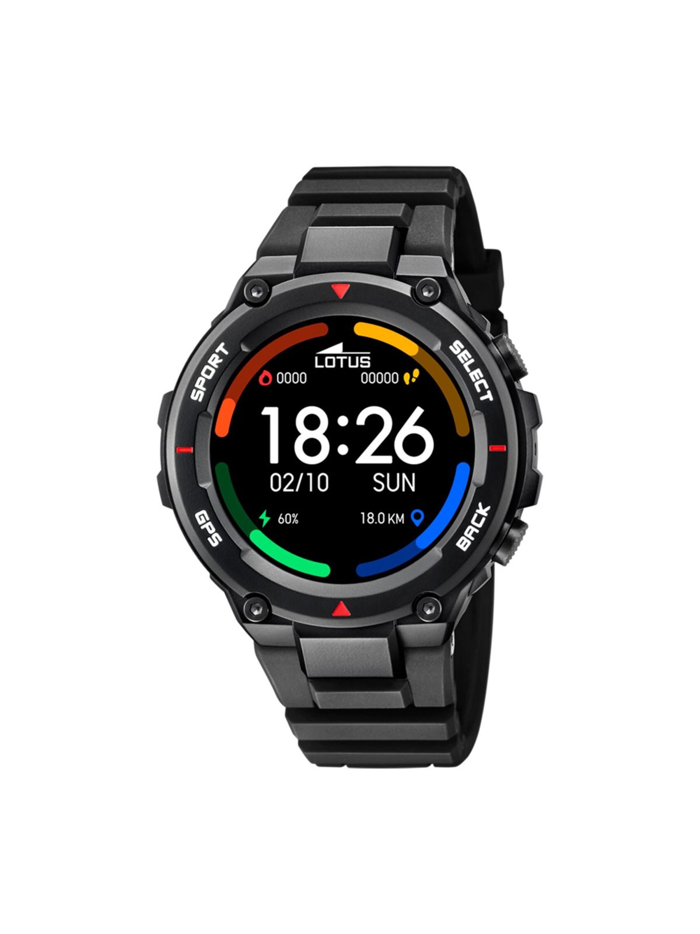 Montre digitale Lotus en noir : devant