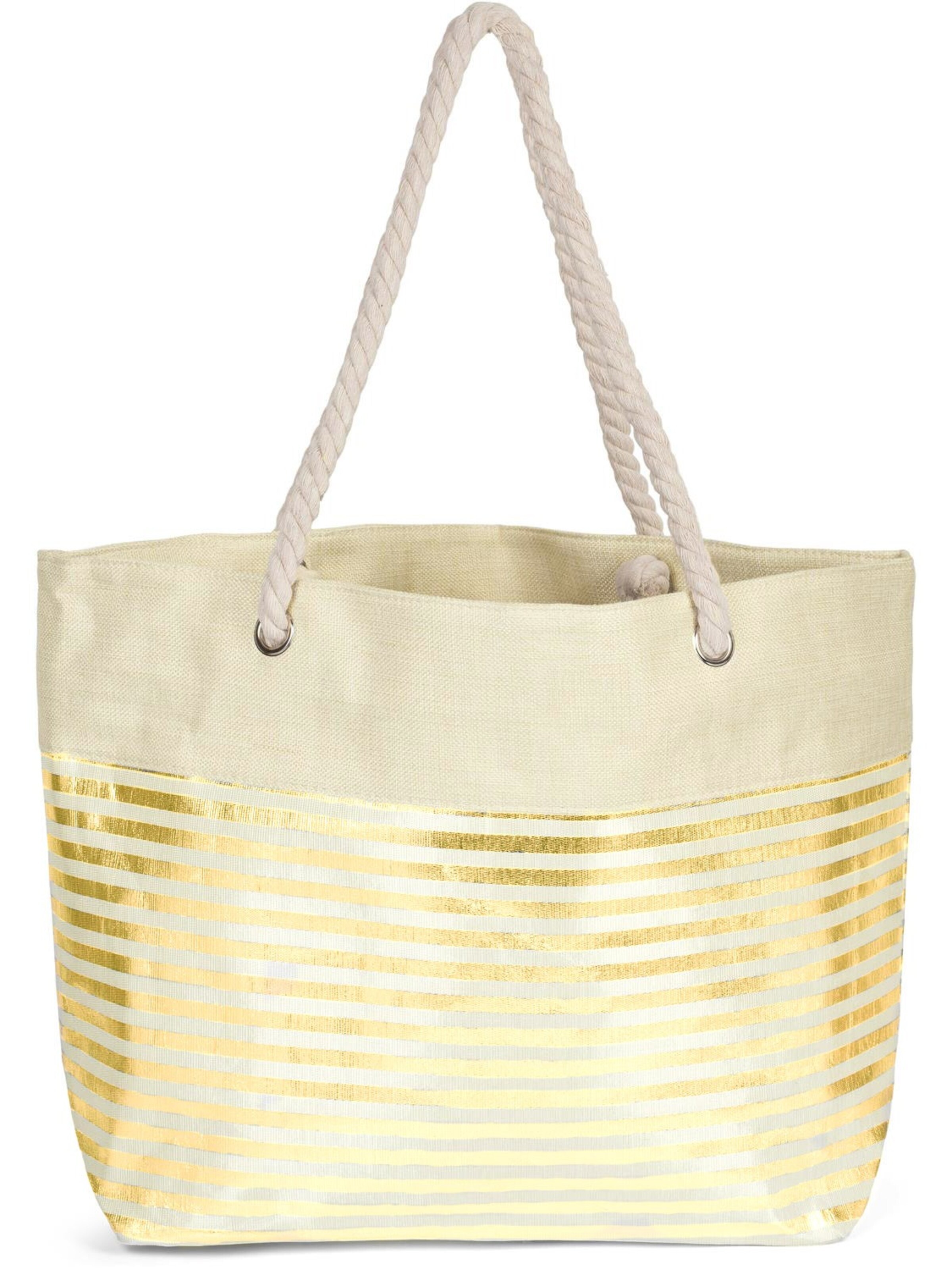 styleBREAKER Strandtasche 'Strandtasche mit metallic Streifen'‌‌‌‌‌ in One Size in gold, Produktansicht