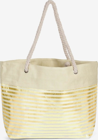 styleBREAKER Beach bag 'Strandtasche mit metallic Streifen' in Gold: front