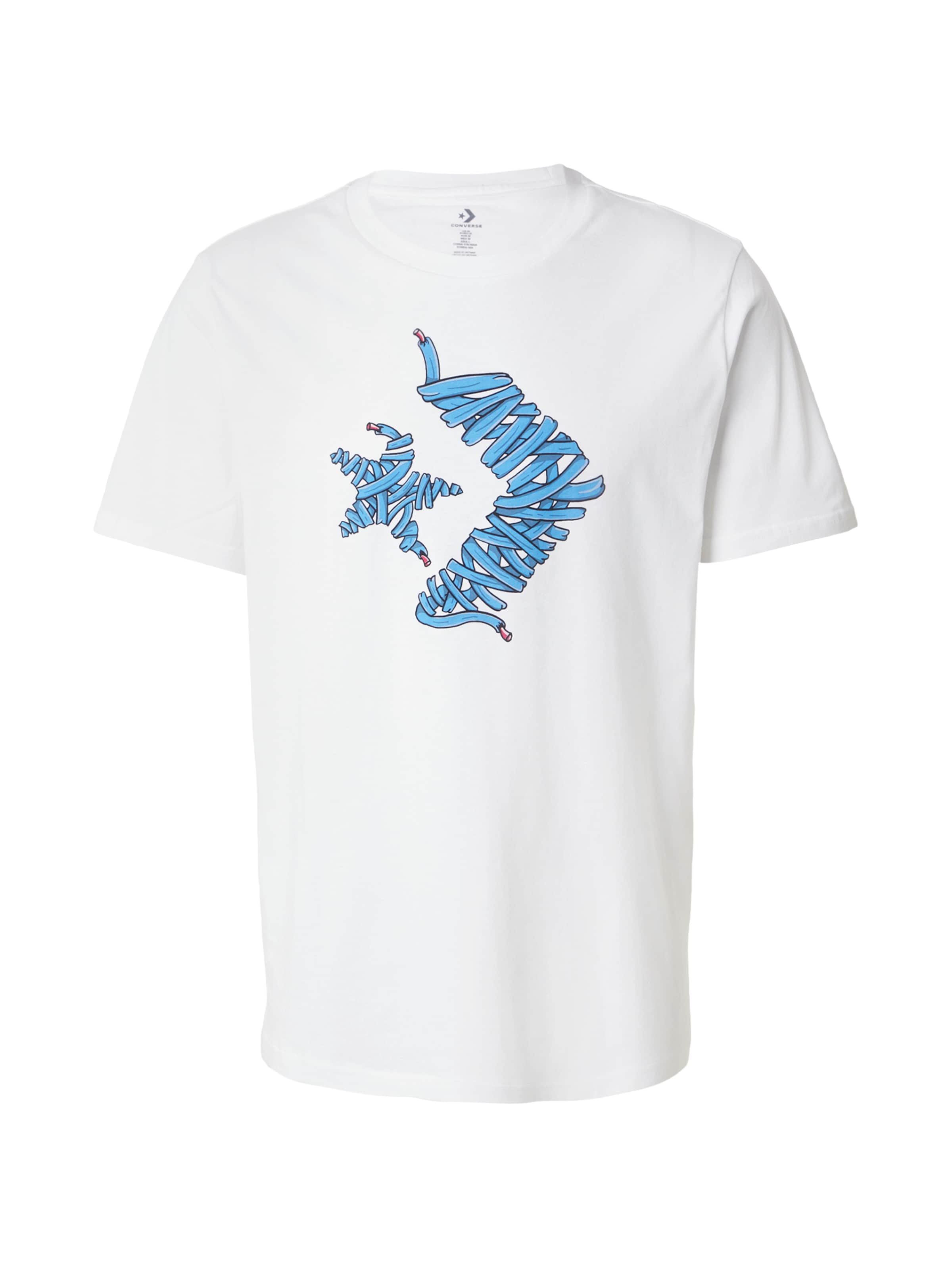 CONVERSE Majica 'SHOELACE' | bela barva: sprednja stran