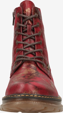 Rieker Lace-Up Ankle Boots in Red
