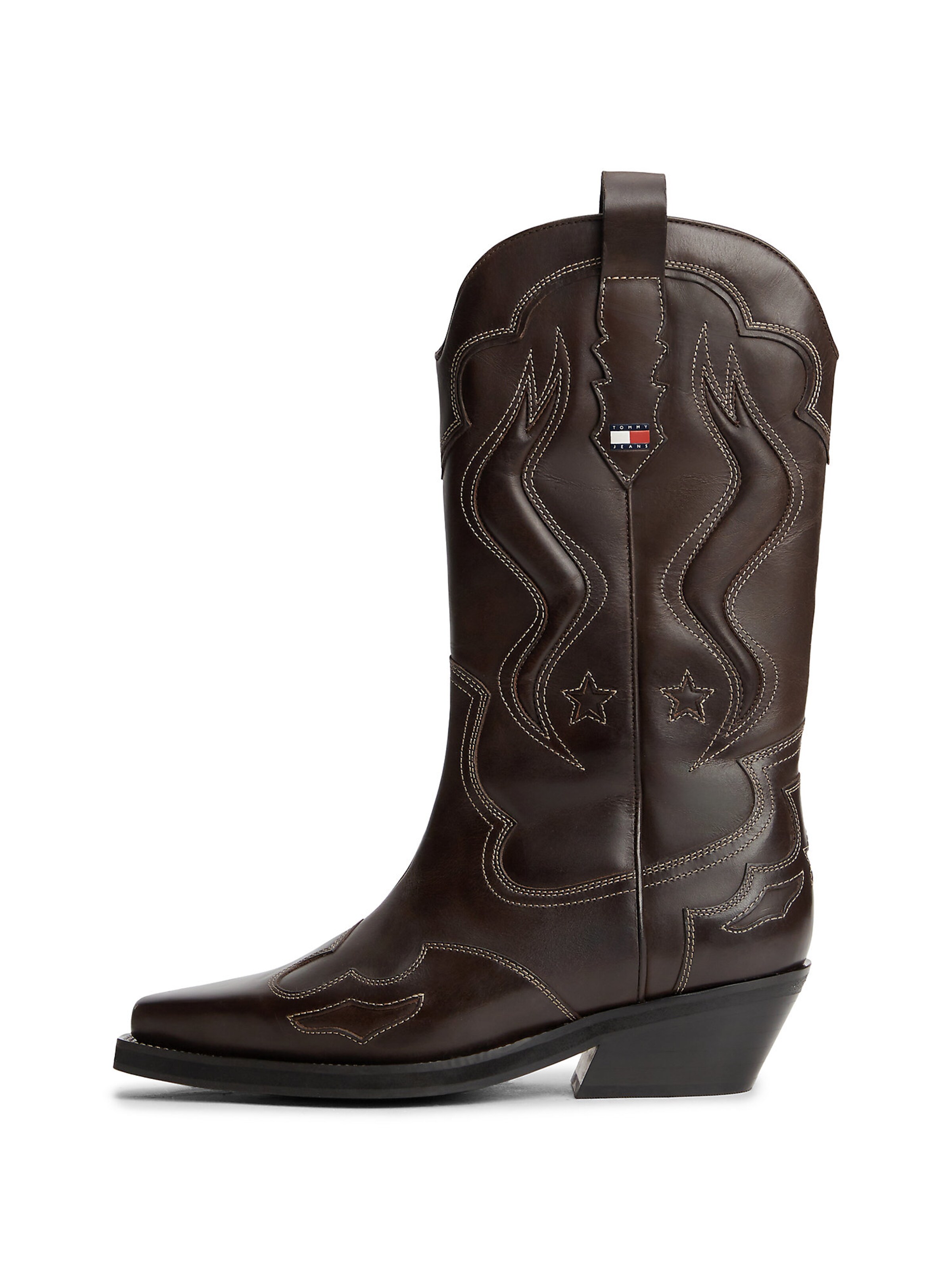 Bottes de cowboy Tommy Jeans en marron : devant