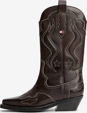 Bottes de cowboy Tommy Jeans en marron : devant