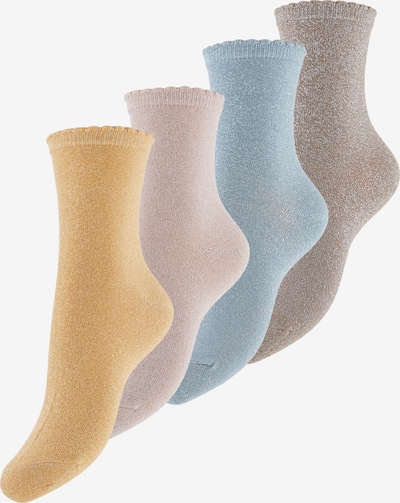 PIECES Socks 'Rhona' in Smoke blue / Mustard / Taupe / Light pink, Item view
