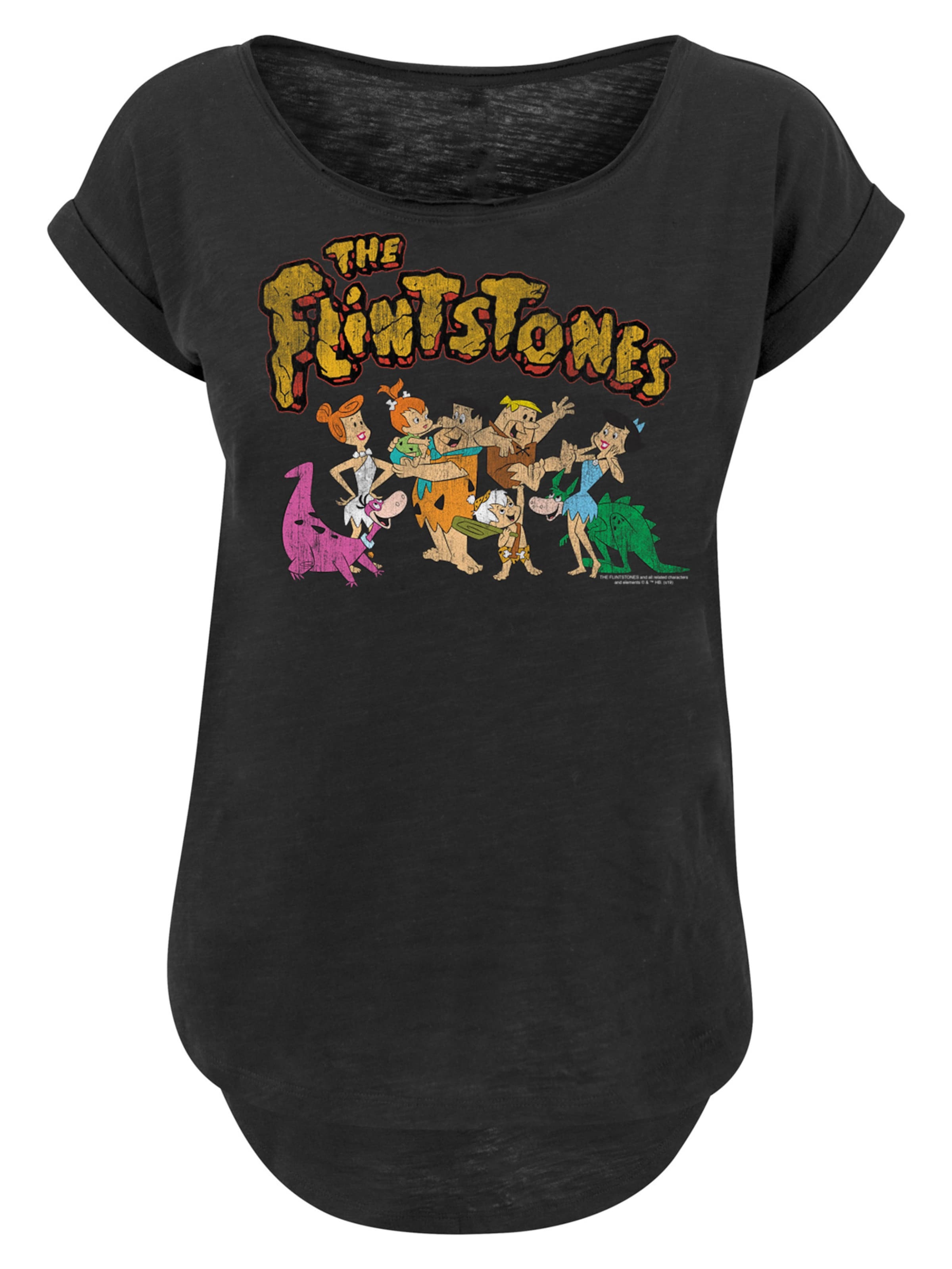 T-shirt 'The Flintstones Group Distressed' F4NT4STIC en noir : devant