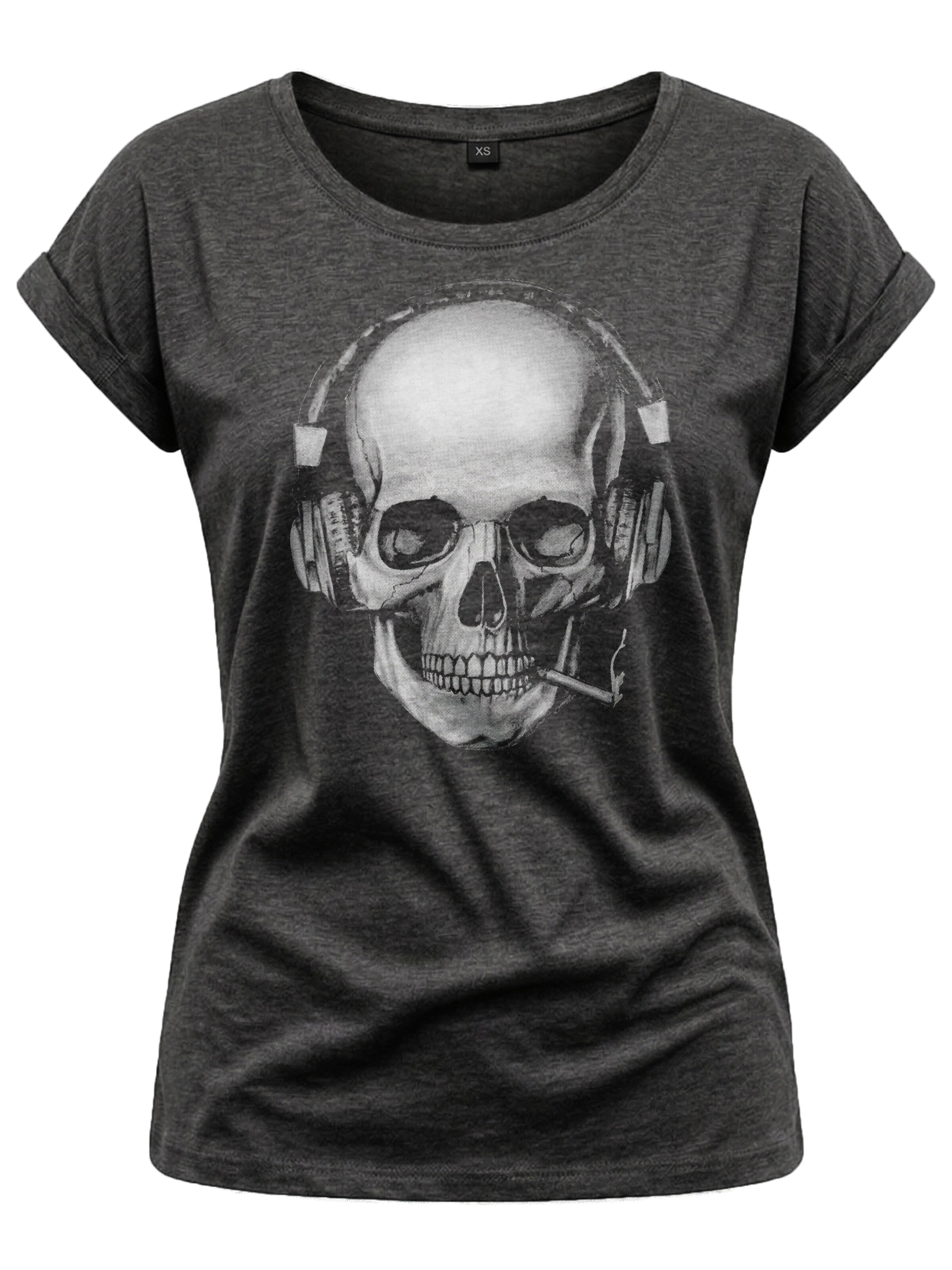 MAKAYA Shirt 'Smoking Skull' in Grey: front