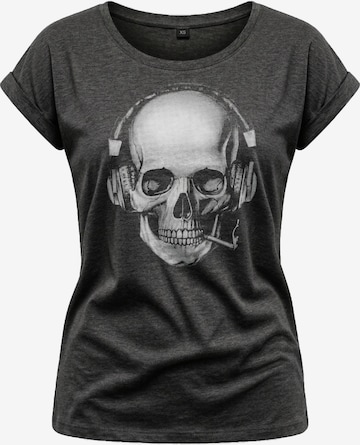 MAKAYA Shirt 'Smoking Skull' in Grey: front