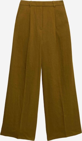 Wide leg Pantaloni con piega frontale di Marks & Spencer in verde: frontale