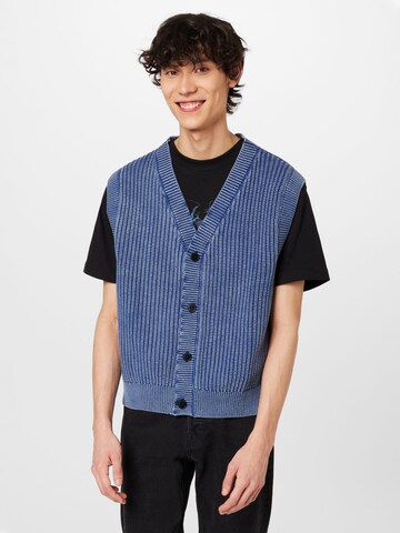 WEEKDAY Gebreid vest 'Dario' in Blauw: voorkant