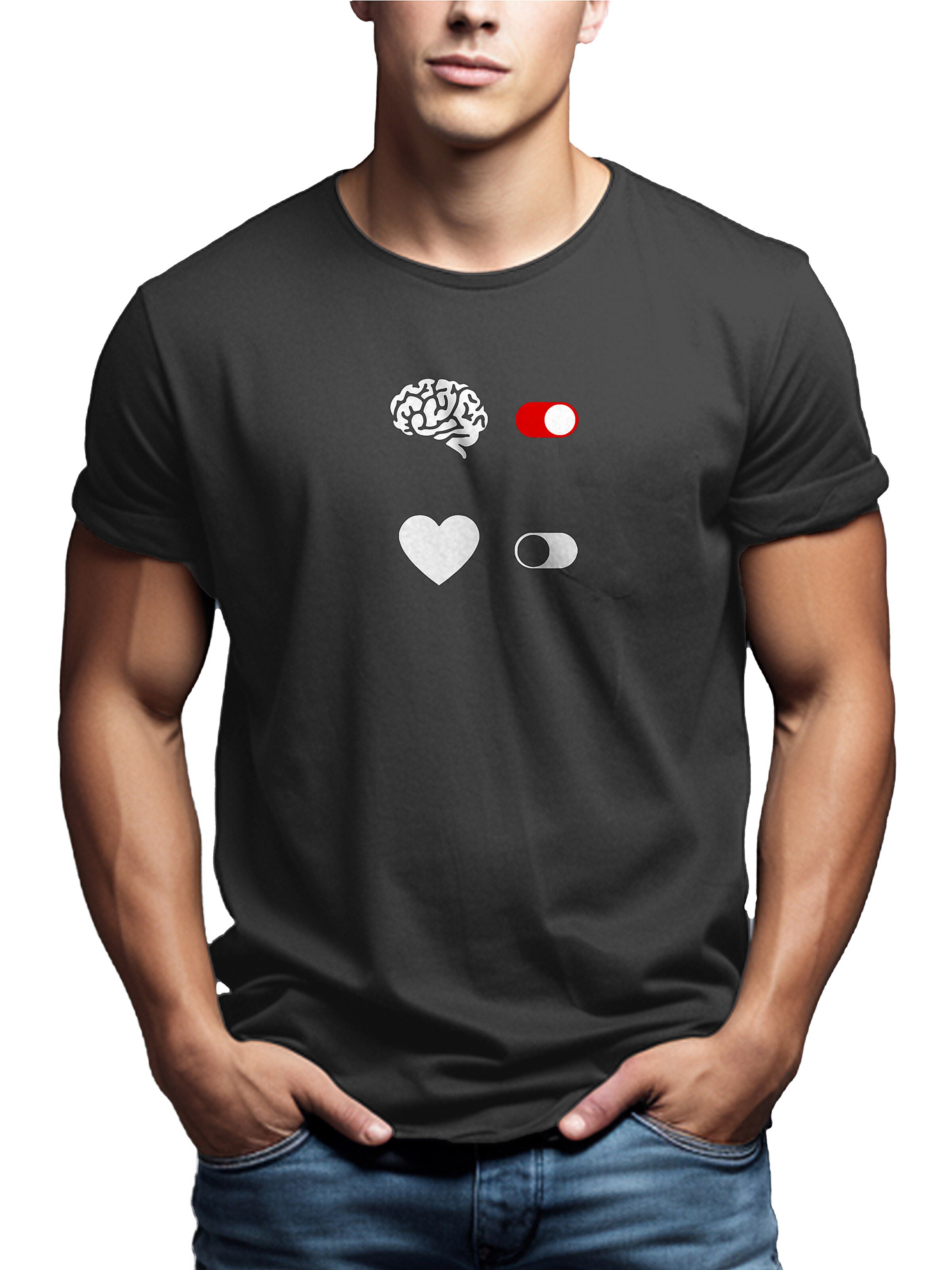 MAKAYA Shirt 'Brain On' in Grey: front