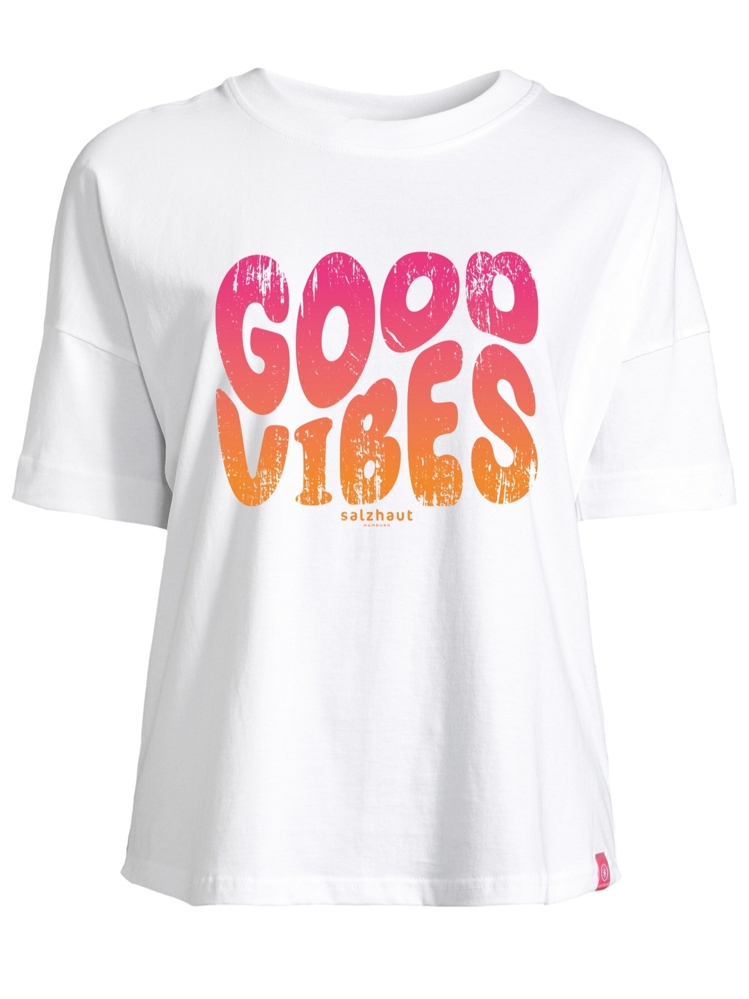 T-shirt 'LEEV - GOOD VIBES' salzhaut en blanc : devant