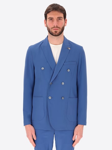 Distretto12 - Ajuste estrecho Chaqueta tipo saco para negocios en azul: frente