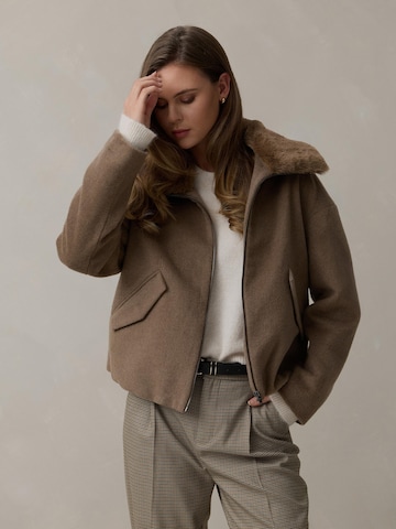 MANISA Between-season jacket 'Wolljacke' in Brown