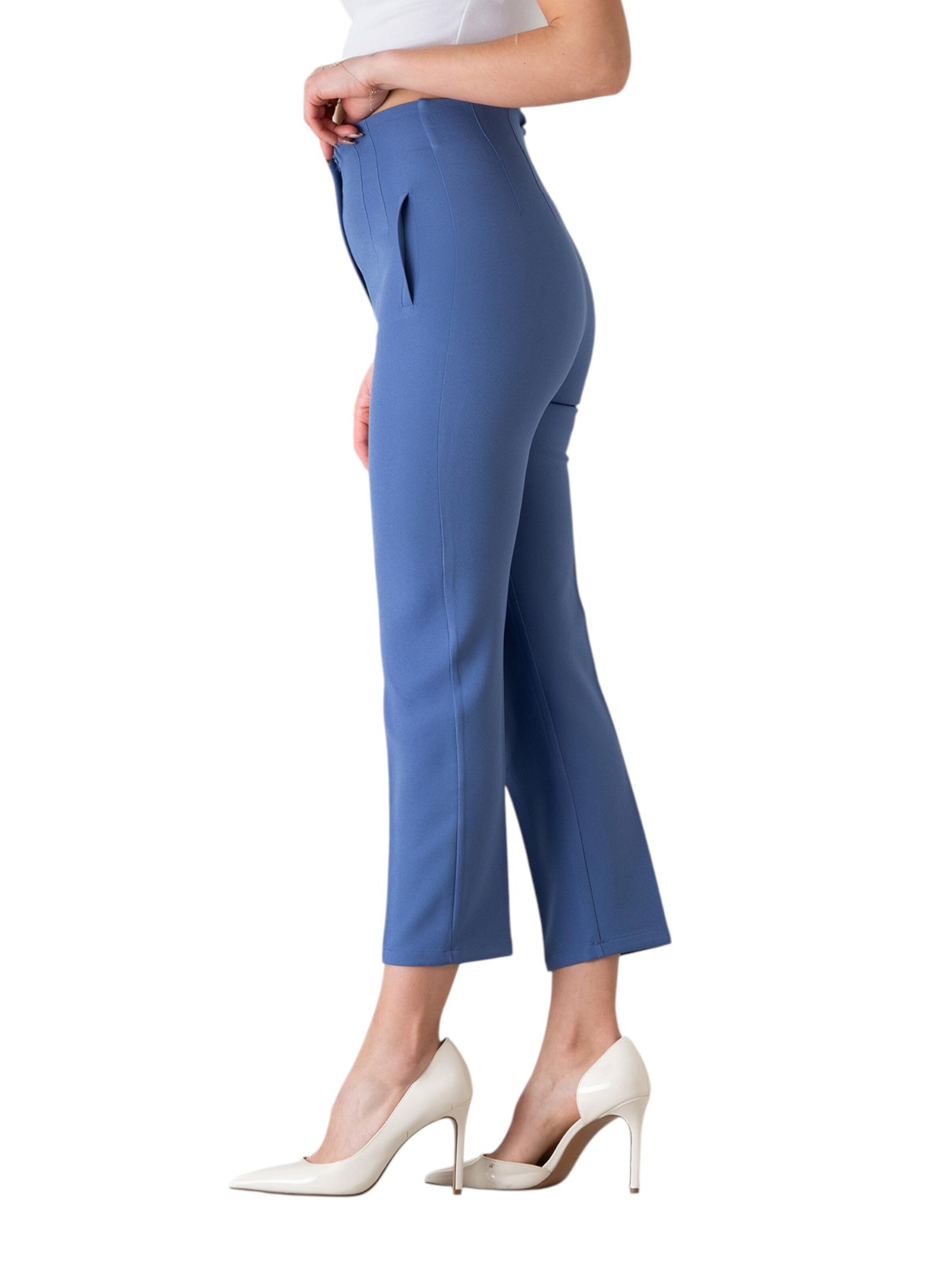 fashionshowcase Slimfit Bandplooibroek 'Alessia' in Blauw