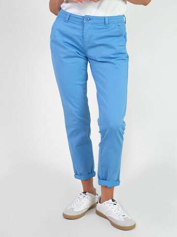 Coupe slim Pantalon chino Le Temps Des Cerises en bleu : devant