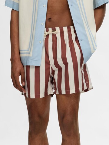 Shorts de bain SELECTED HOMME en marron : devant
