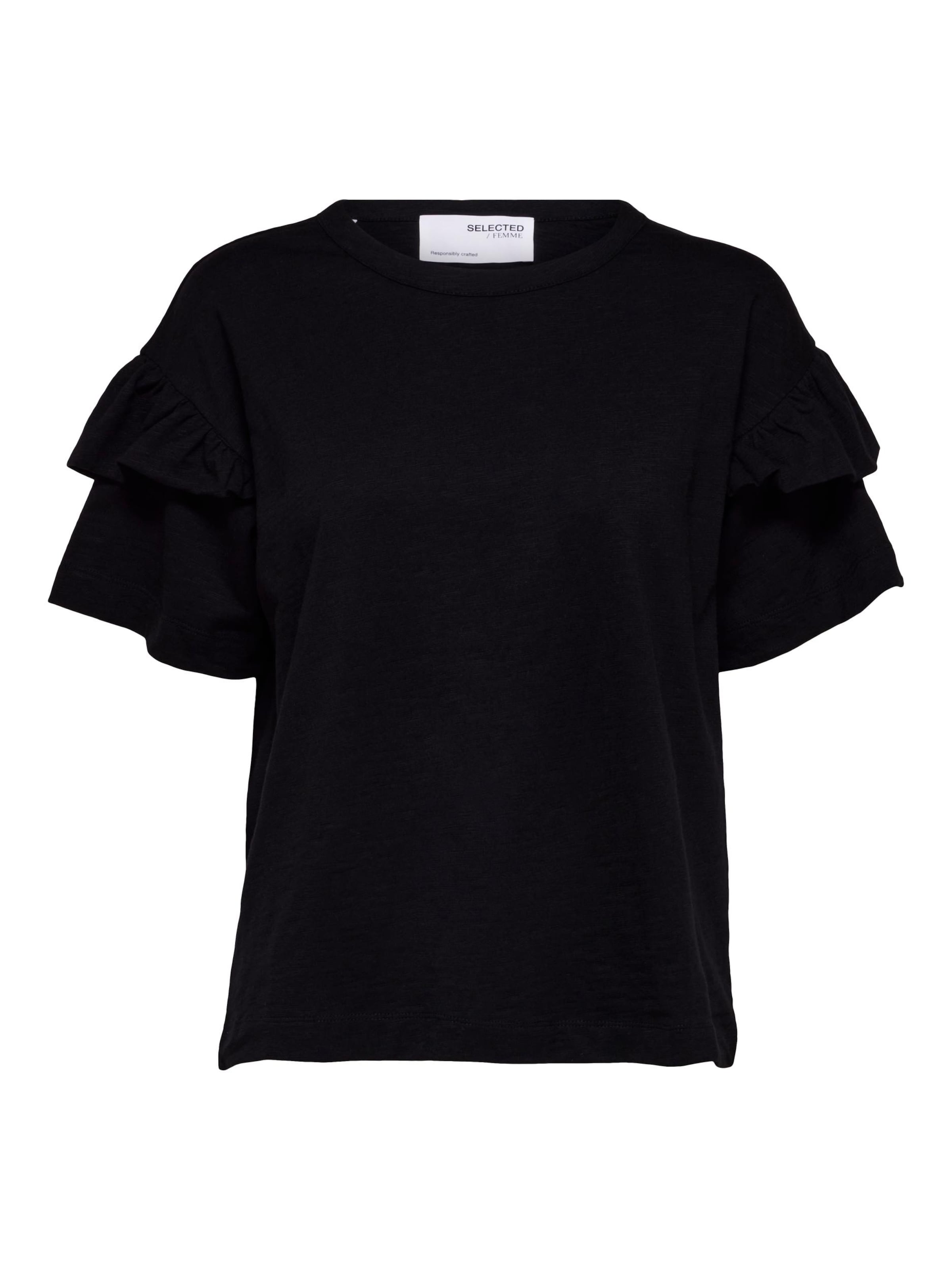 T-shirt 'Rylie' SELECTED en noir : devant