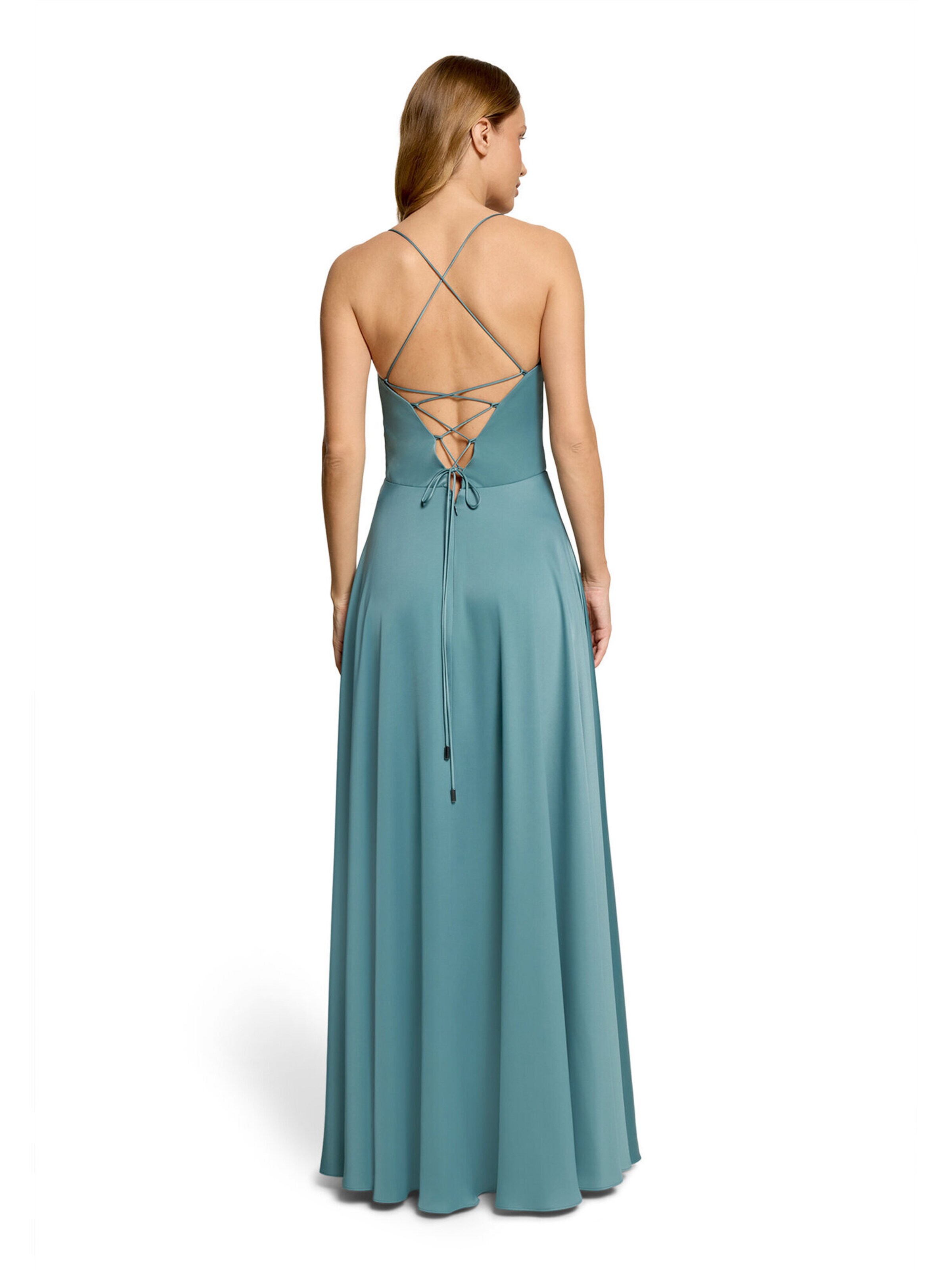Vera Mont Abendkleid mit Wasserfallausschnitt in Blau