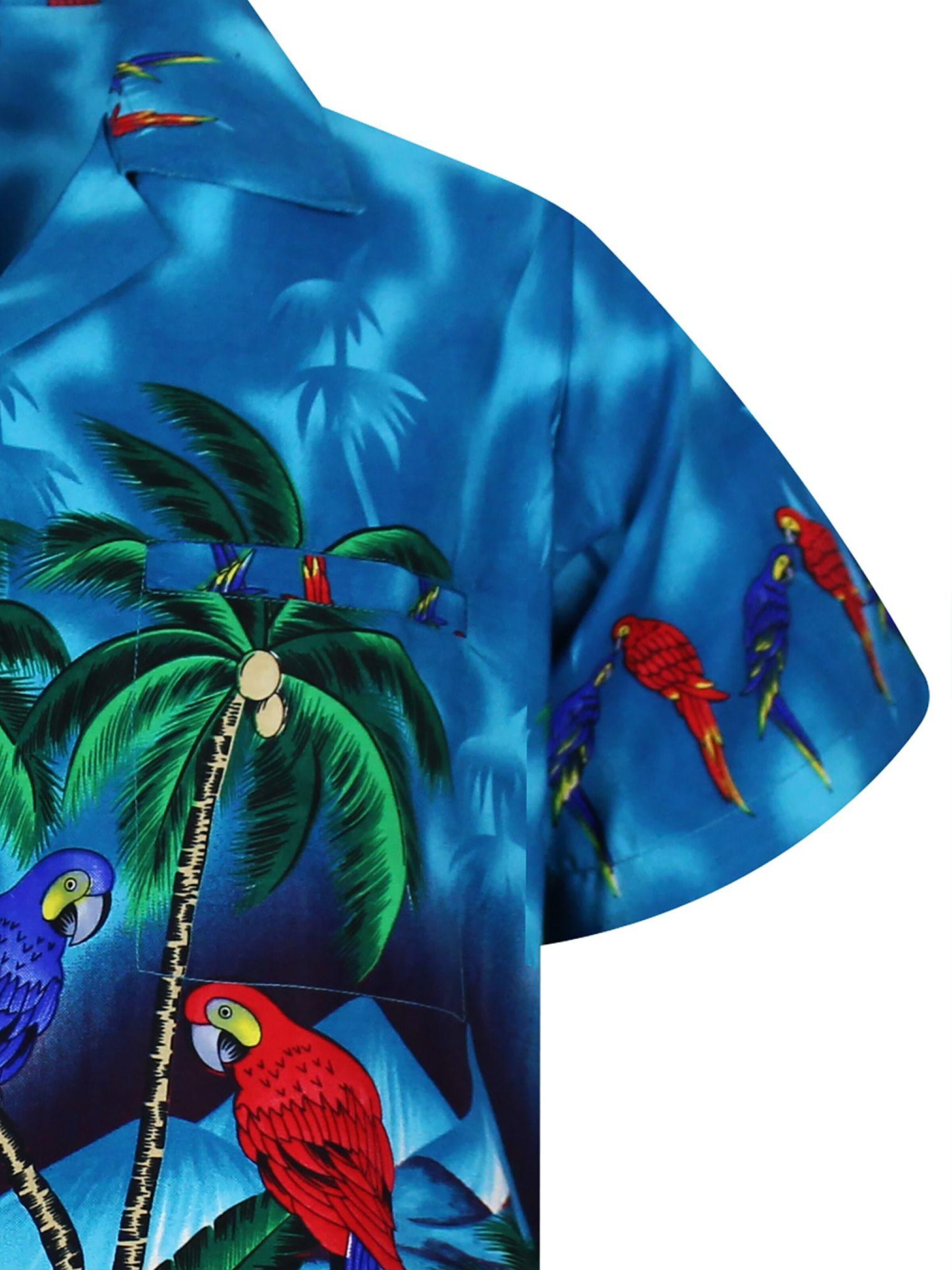 King Kameha Shirt 'Parrot'‌‌‌ in Blau