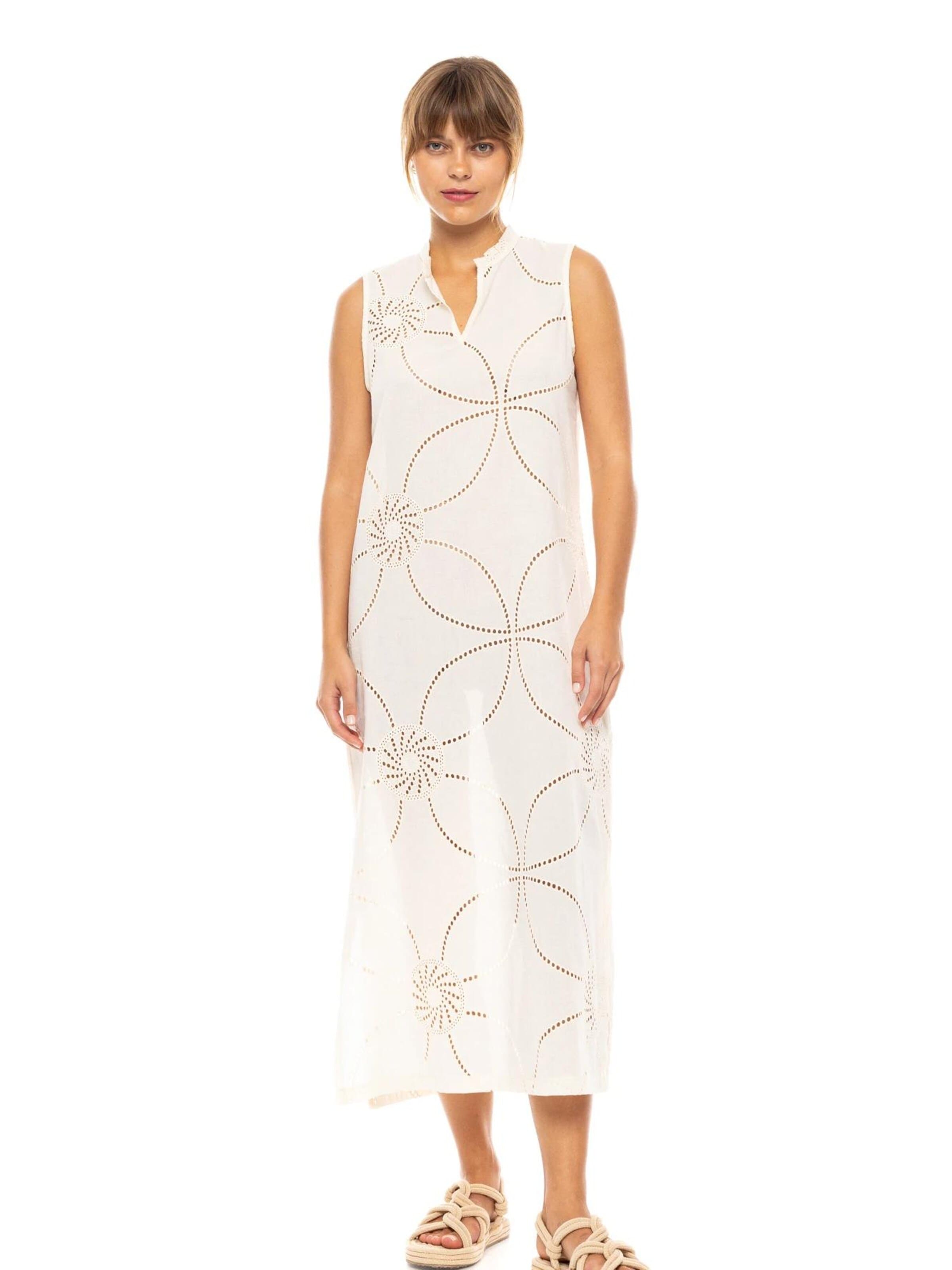 Pink Label Καλοκαιρινό φόρεμα 'BEACHWEAR MOON EMBRODERY' σε λευκό: μπροστά
