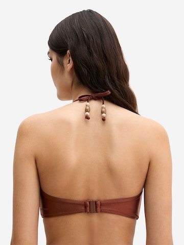 Marc O'Polo Bandeau Bikinitop ' Breezy Leaf ' in Bruin