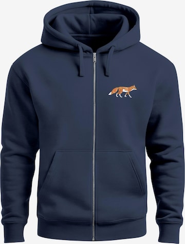 Neverless Sweatjacke 'Fuchs Polygon' in Blau: Vorderseite
