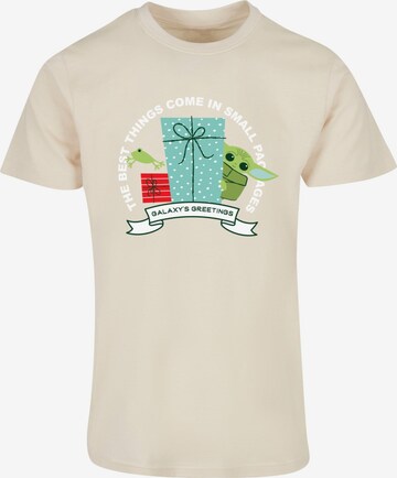 ABSOLUTE CULT T-Shirt 'The Mandalorian - Galaxy's Greetings' in Beige: predná strana