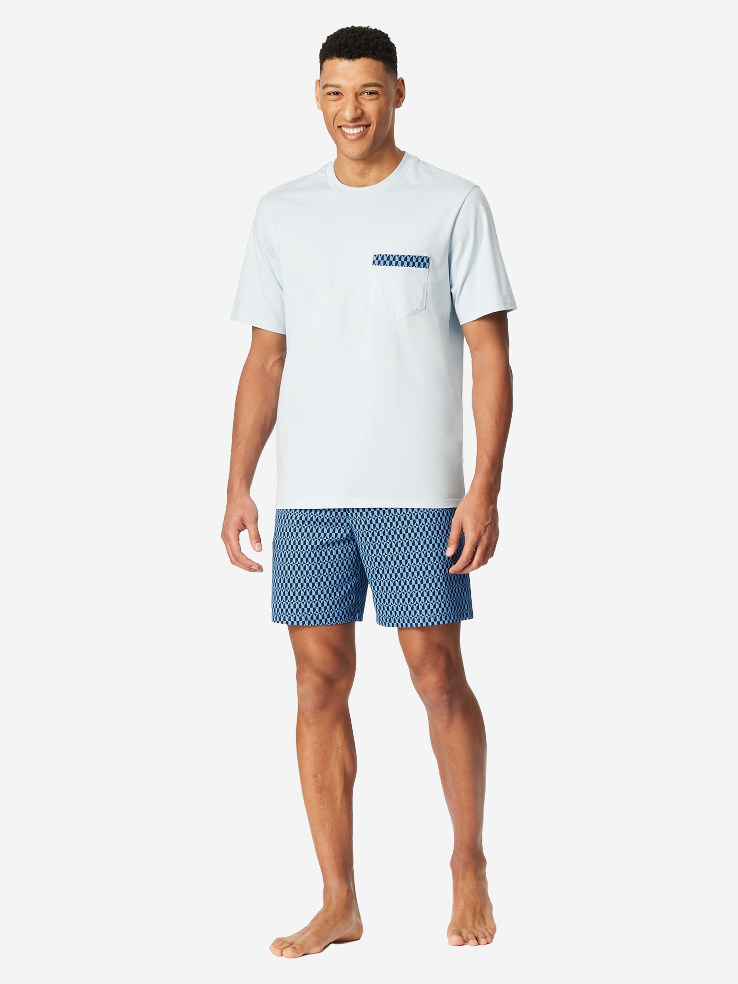 Pyjama court 'Comfort Nightwear' SCHIESSER en bleu : devant