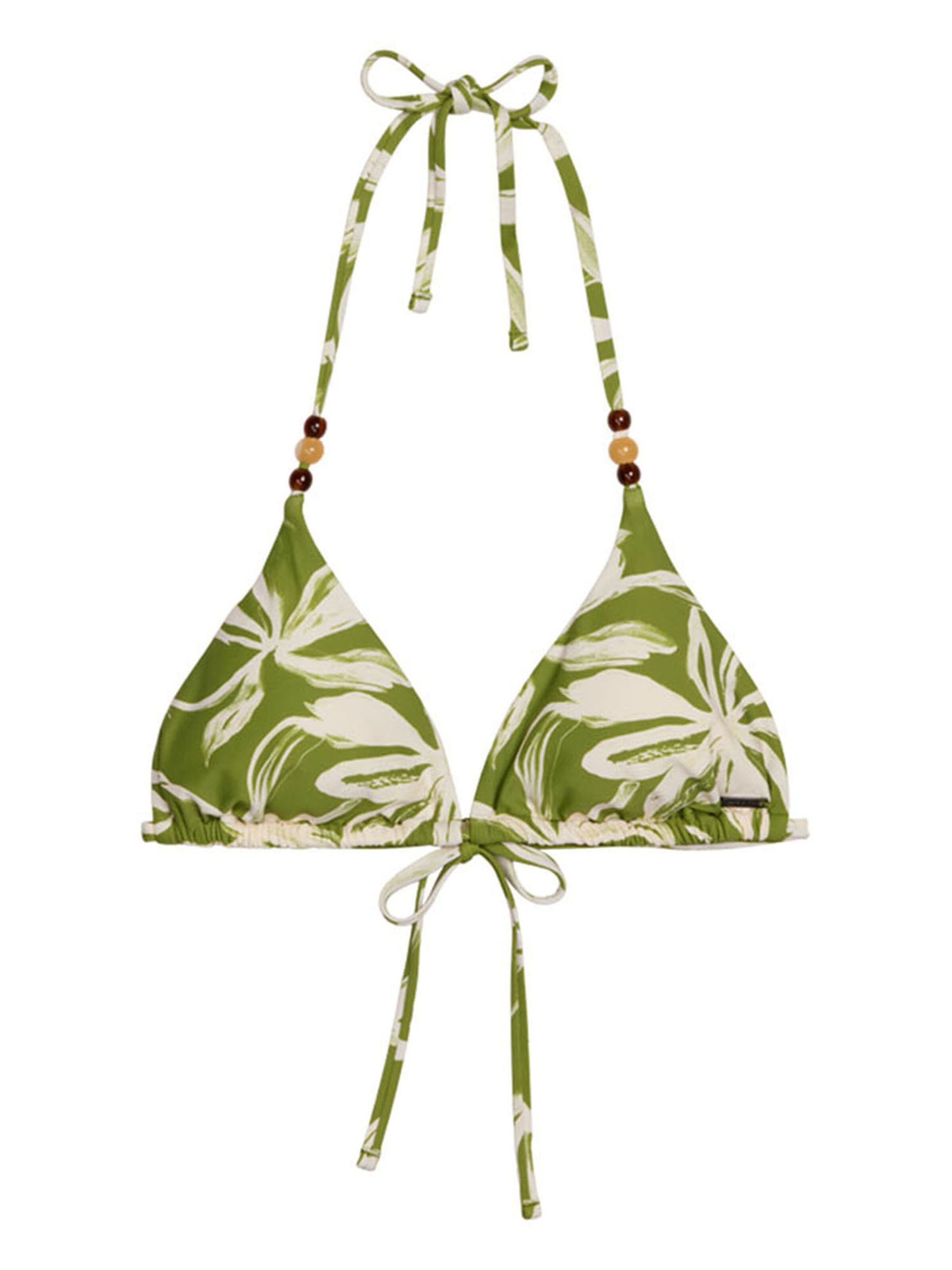 Marc O'Polo Triangel Bikinitop ' Abstract Flower ' in Groen: voorkant