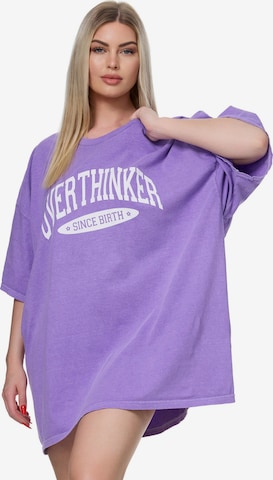 Worldclassca Oversizeshirt 'Overthinker' in Lila: Vorderseite