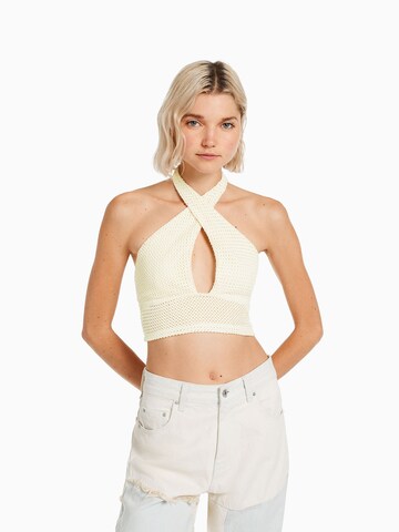 Bershka Gebreide top in Beige: voorkant