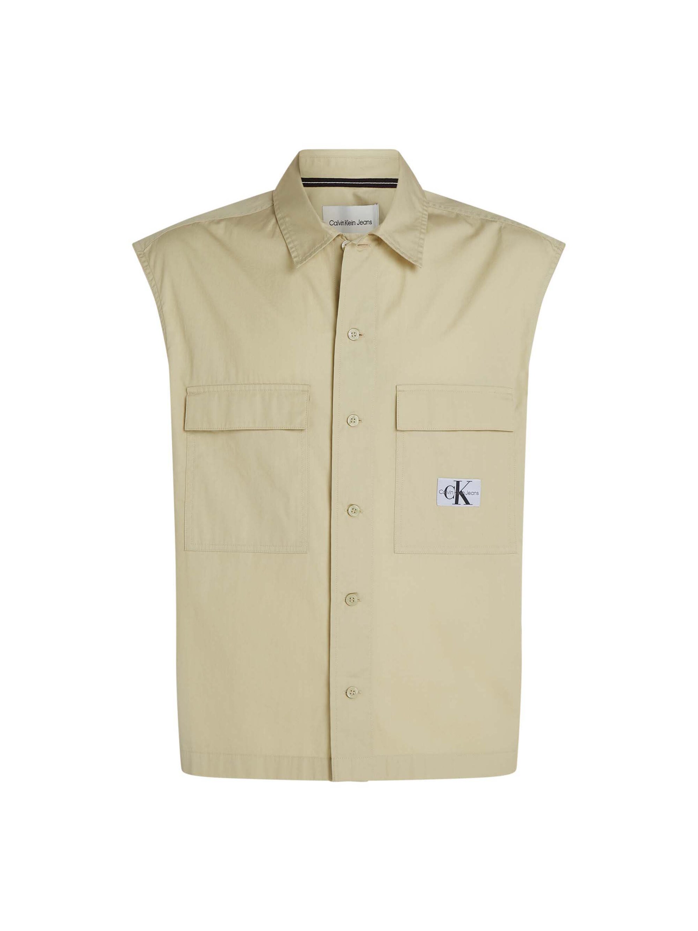 Calvin Klein Jeans Regular fit Overhemd in Beige: voorkant