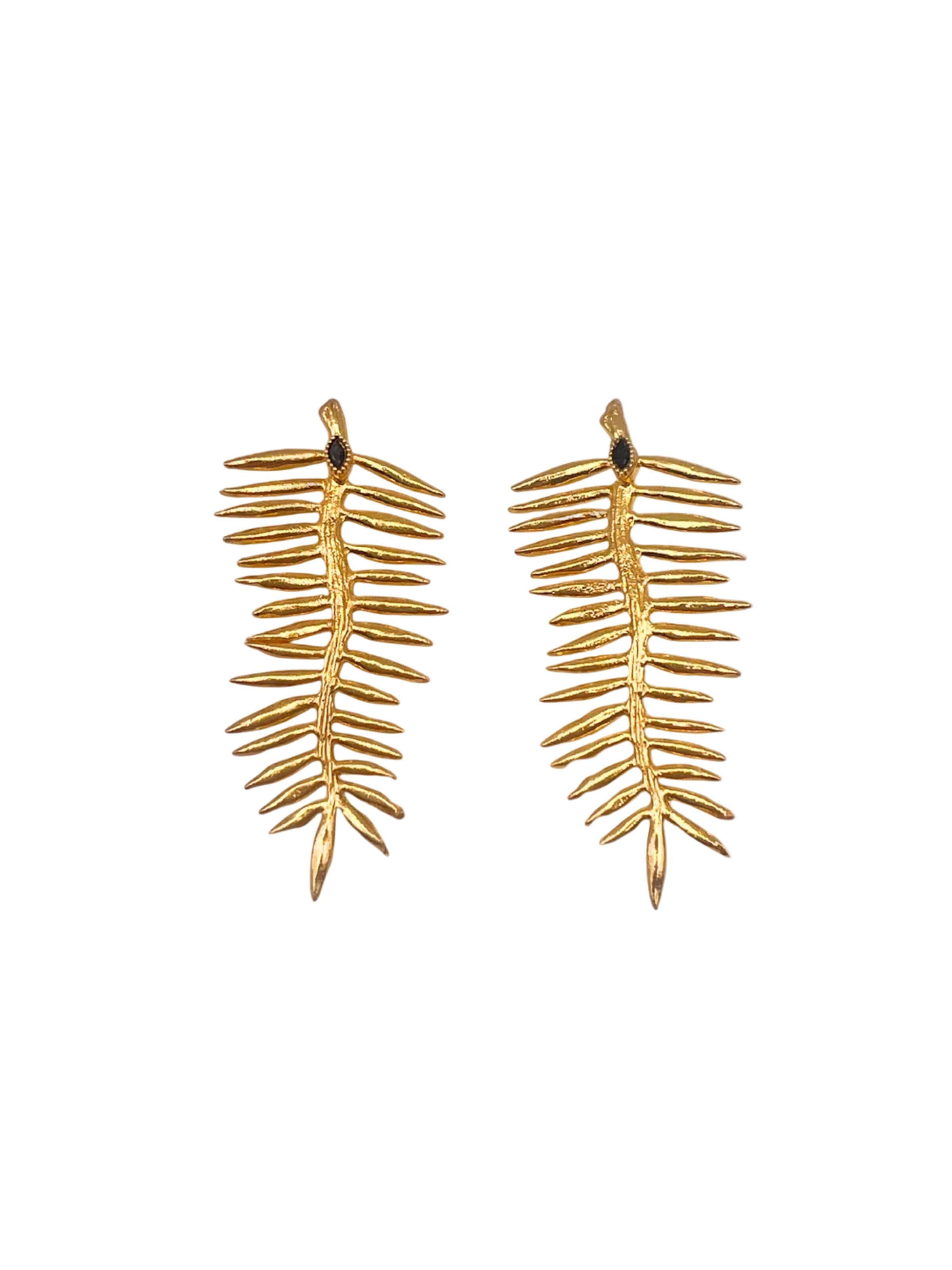 Les Reines - Brincos 'Golden Quill' em ouro: frente