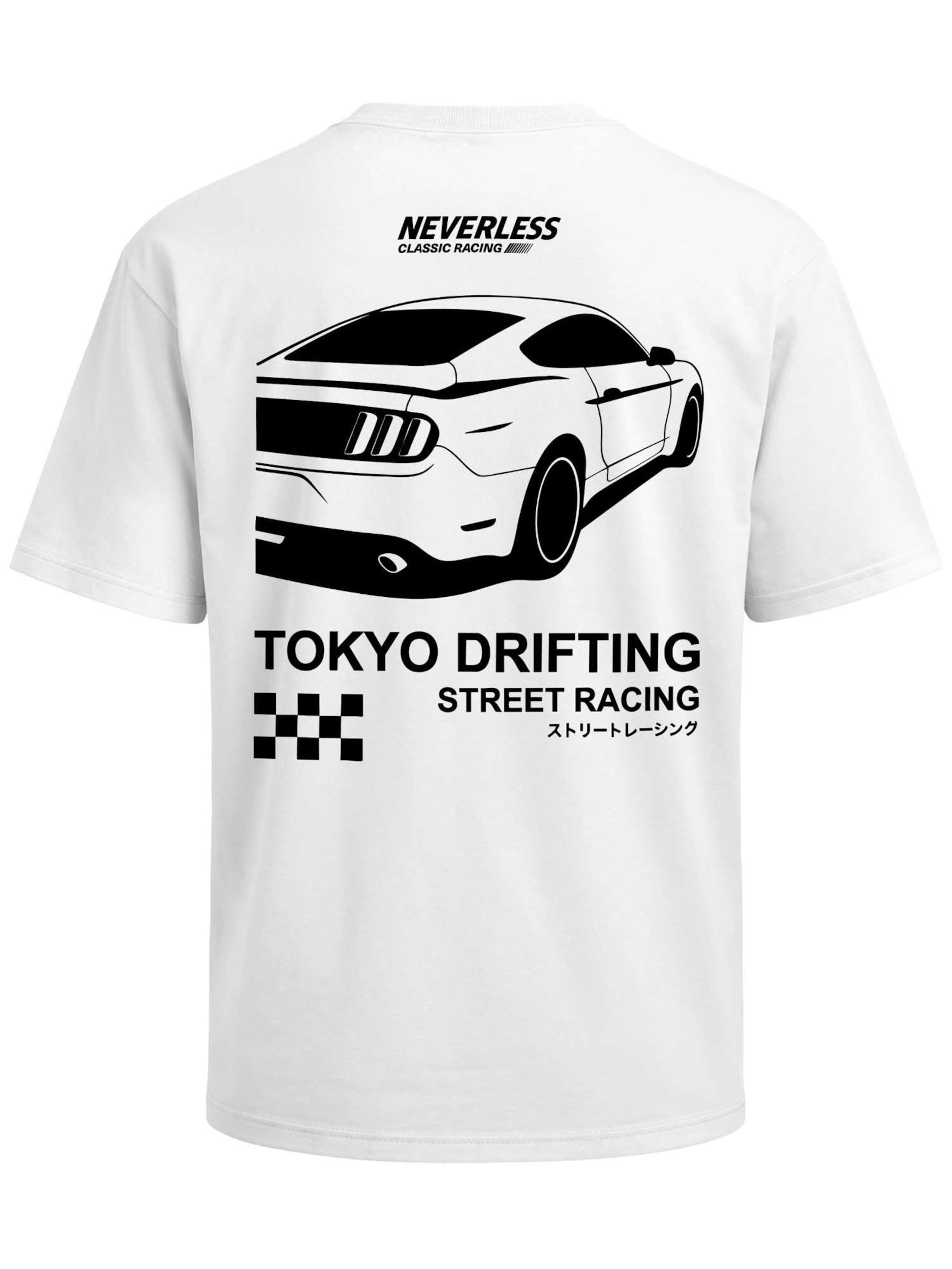Neverless Shirt 'Tokyo Drifting'‌‌ in Weiß: Vorderseite