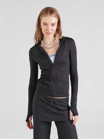 WEEKDAY Zip-Up Hoodie 'Liah' in Black: front