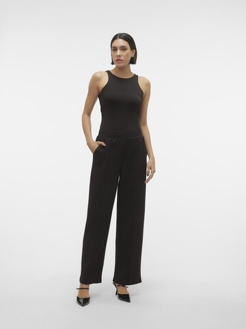 VERO MODA Wide leg Trousers with creases 'Panna' in Black