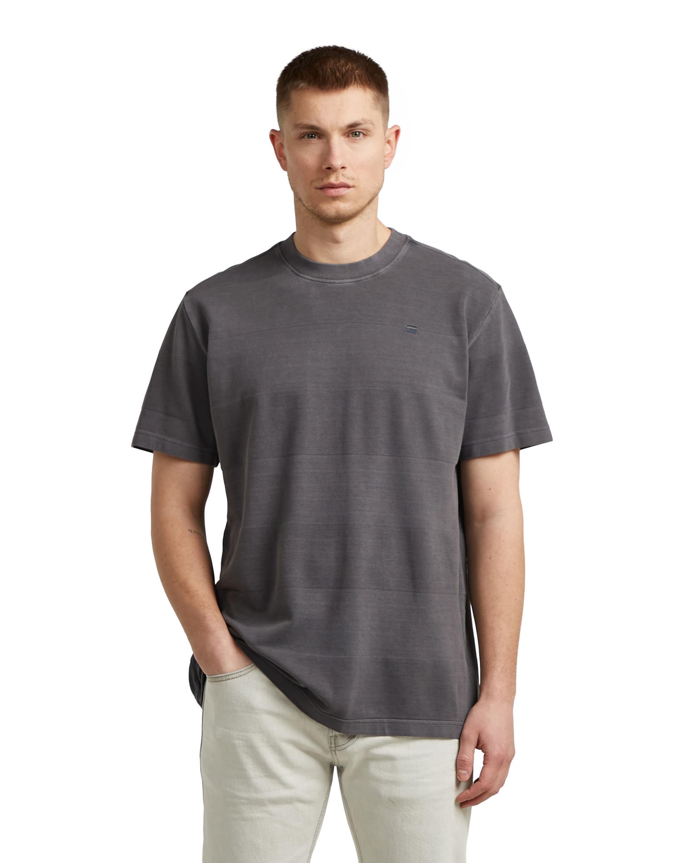 G-STAR T-Shirt - 'Washed Jacquard T-Shirt' in Grau: Vorderseite
