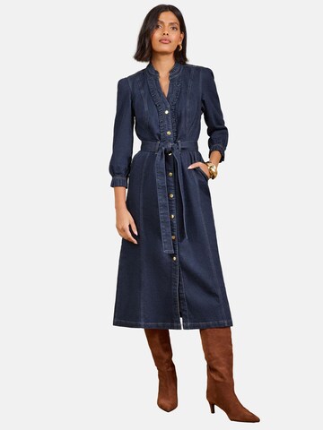 Robe-chemise love & roses en bleu : devant