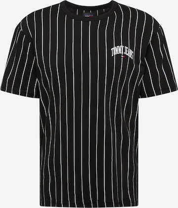 Tommy Jeans - Camisa 'Varsity' em preto: frente
