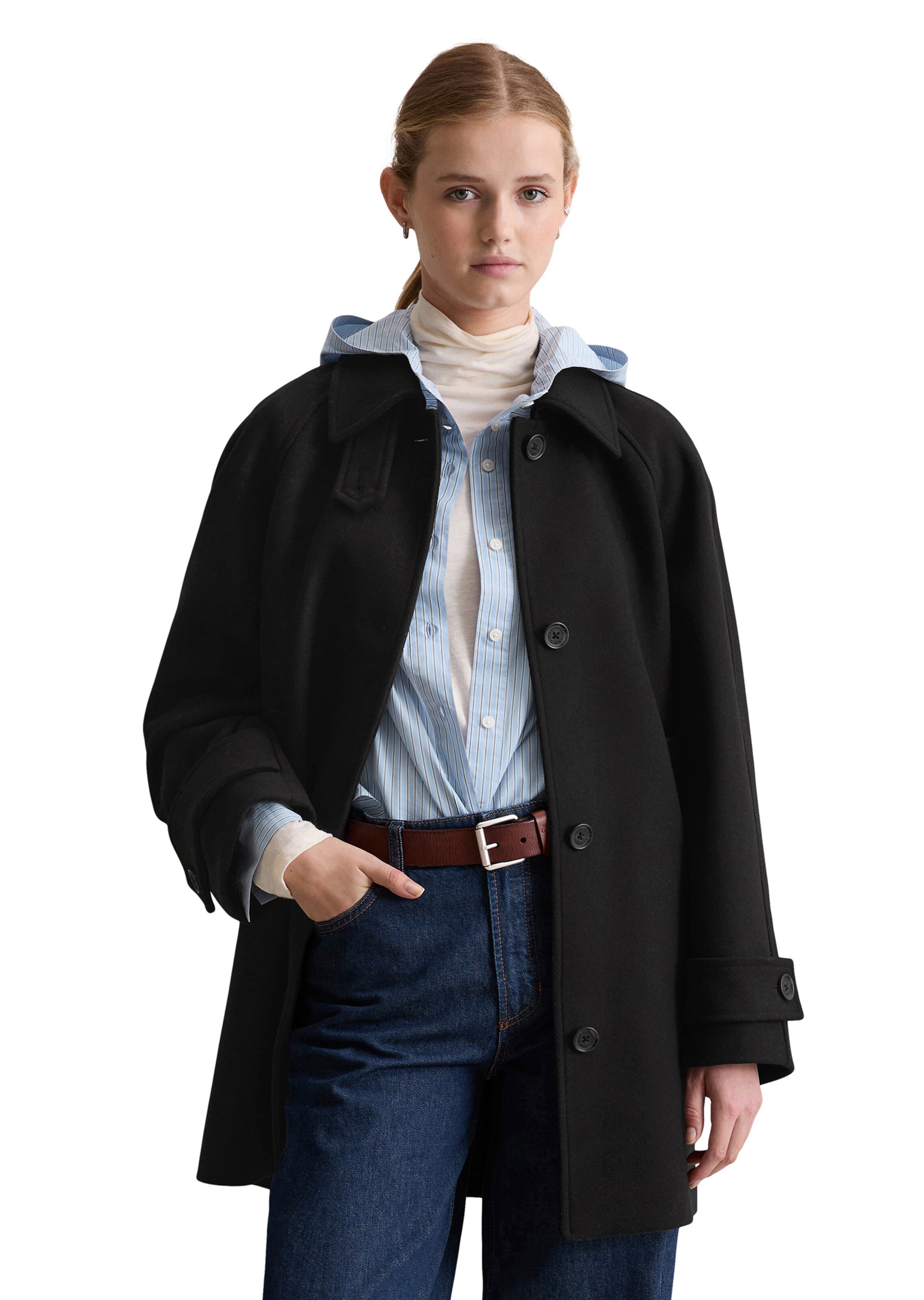 Marc O'Polo DENIM Tussenmantel in Zwart: voorkant