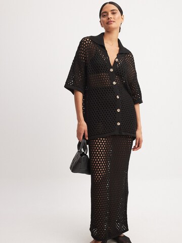 NA-KD Knit Cardigan in Black: front
