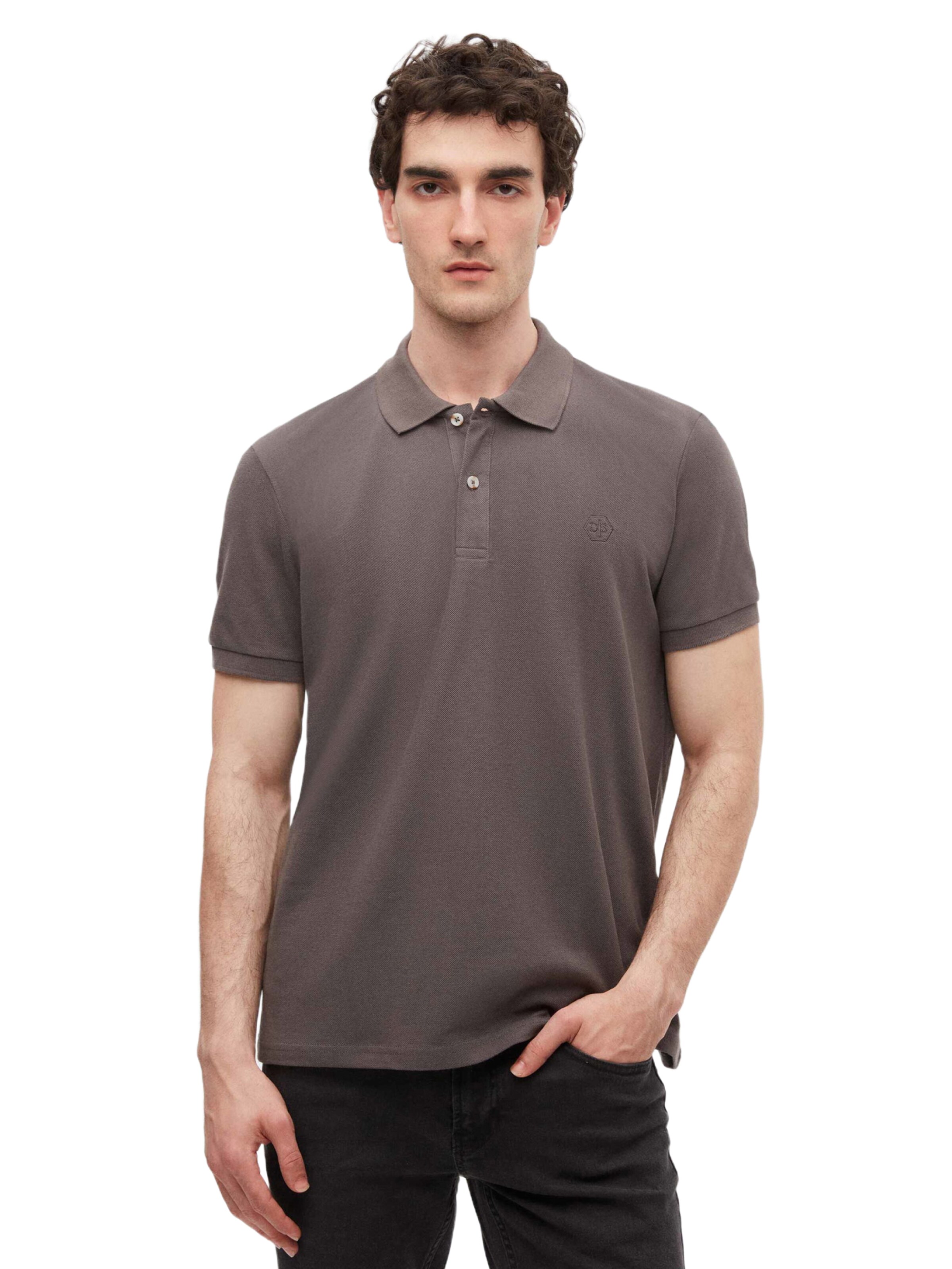 D’S Damat Poloshirt 'Von' in Grau: Vorderseite